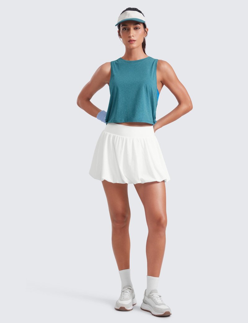 CRZ YOGA Pima Cotton Large Armhole Tank Tops for Women - Workout Sport Athletic Yoga Running Gym Loose Crop Sleeveless Shirts Deep Armhole-Kingfisher Heather Medium