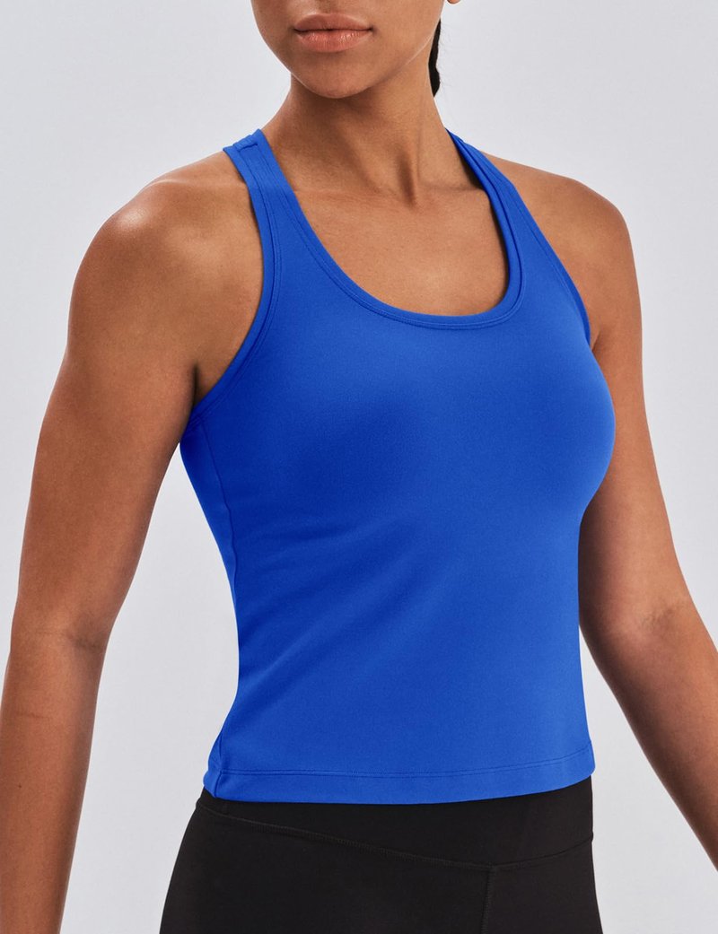 K-Swiss Women's Yoga Tank Tops - Wortkout Top Racerback Sleeveless Waist-Length Slim Fit Gym Athletic Tanks, Navy Blue, M