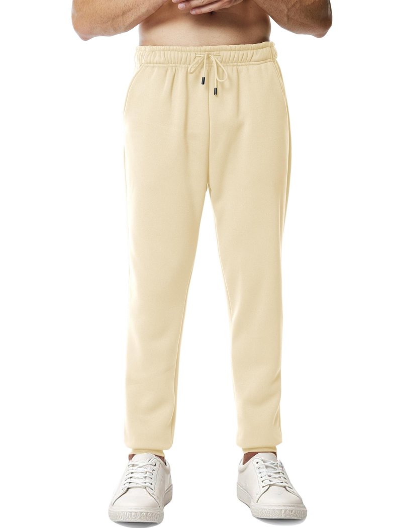 Asrlivp Mens Sweatpants with Pockets Lightweight Gym Drawstring Fleece Joggers Casual Elastic Waist Workout Pants(L,Khaki)
