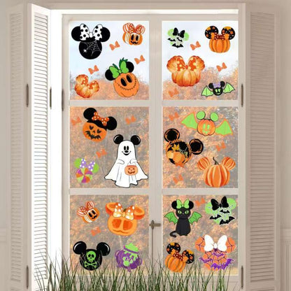Halloween Window Clings Fall Stickers Decorations 9 Sheets for Glass Windows Decorations Fridge Mirror Decal Pumpkin Ghost Bat Mouse