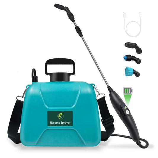 2 Gallon Battery Powered Garden Sprayer, Electric Sprayer with USB Rechargeable Handle, 3 Mist Nozzles, Retractable Wand, Water Pump Sprayers with Adjustable Shoulder Strap for Yard, Lawn and Garden