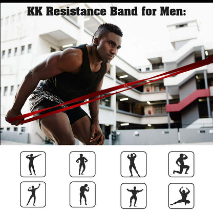 KK Resistance bands for men and women fitness workout exercise, flexibility and strength training. Pull up resistance exercise bands suitable for home, gym. (Red-Green-Purple)