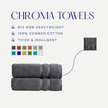 Christy Chroma Bath Towel Set | Set of 4 | 2 Bath 2 Hand | Highly Absorbent Heavyweight 675GSM | Bold and Bright | Soft Smooth Bathroom Shower Towels | 100% Cotton | Sustainably Made | Ash Grey