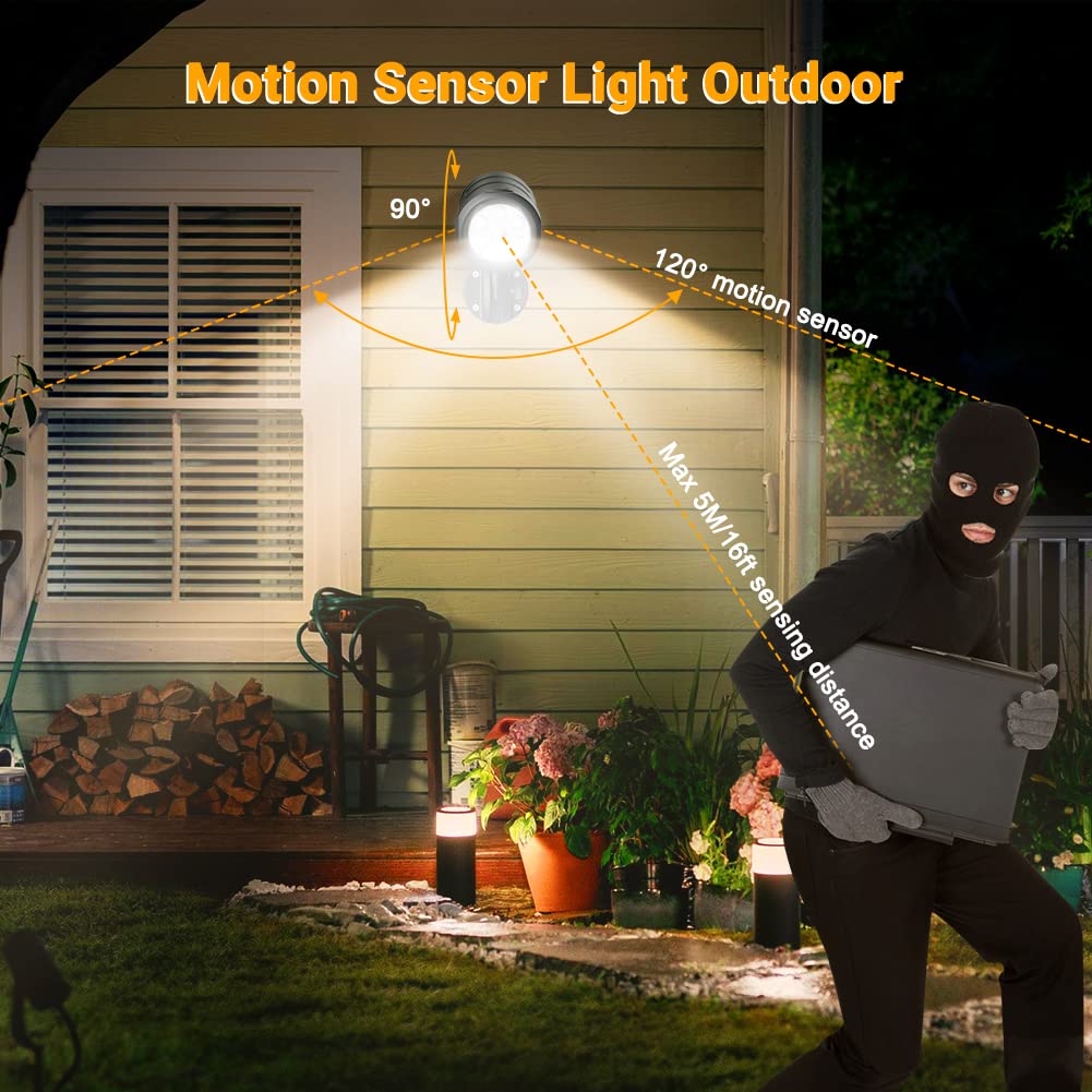 Security Lights Outdoor Motion Sensor, ASOFTY 6 LED 1000 Lumen PIR Wireless Spotlights with Remote Control, IP65 Waterproof 6000K Motion Flood Light for Garage Yard Porch and Patio