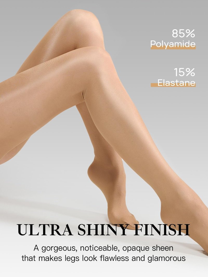 MANZI Shimmer Dance Tights Adults Shimmery Footed Womens Tights Toast Small-Medium