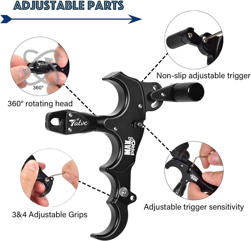 Thumb Release for Compound Bow - 360° Rotatable Archery Release with 3/4 Finger Grip