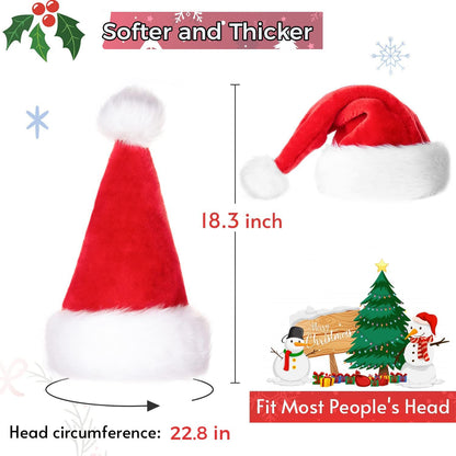 Iioscre Santa Hat Adult Christmas Hats - Santa Claus Hat for Women Men - Xmas Holiday Party