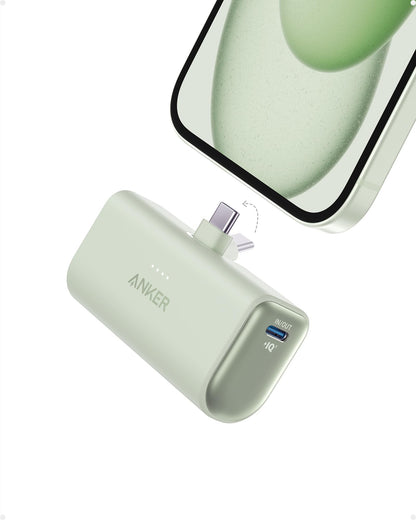 Anker iPhone 17 Portable Charger, Nano Power Bank with Built-in USB C Connector, 5,000mAh Portable Charger 22.5W, for iPhone 17/16/15 Series, Samsung S22/23 Series, iPad Pro/Air, AirPods, and More