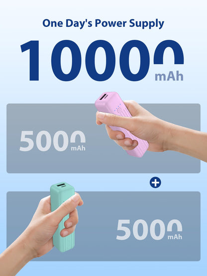 Miady 2-Pack Small Portable Charger, 5000mAh Mini Battery Pack 3.45oz Lightweight Power Bank 5V/2.4A Output & 5V/2A Input Compatible with iPhone, Galaxy, Android etc