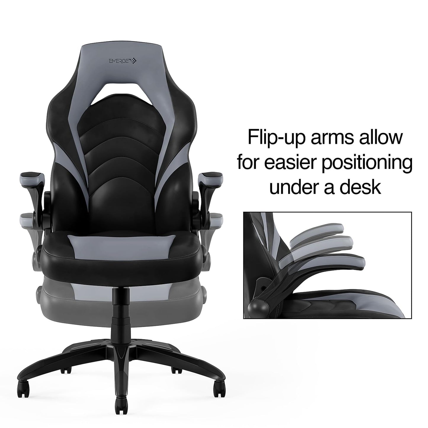 Staples Emerge Vortex Bonded Leather Ergonomic Gaming Chair with Lumbar Support, High Back and Adjustable Tilt Lock