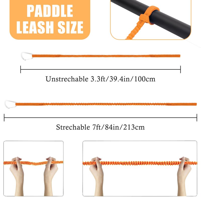 NVAAV 1/2/4 Pack Kayak Paddle Board Tether Leash Stretchable Strap Lanyard Rope, 3.3-7 Feet with Carabiner for SUP Kayaking Boating Canoeing Fishing Pole Rod or Other Gear
