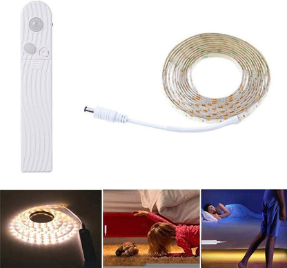 FOLGEMIR 1 m LED Strip with Motion Sensor, Battery Operated Night Light with PIR Sensor, Waterproof Cabinet Lighting, Self-Adhesive Fairy Lights (3000 K Warm White, 1 m)