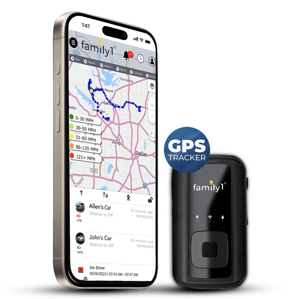 Family1st Portable Automobile GPS Trackers for Vehicles, Cars, Loved Ones, Real Time Tracking App, Up to 30 Days Battery Life, Hidden Tracking for Theft Protection & Subscription Needed.