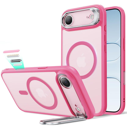 ESR Silicone Case for iPhone 17, Built-in Camera Stash Stand Compatible with MagSafe, Military-Grade Drop Protection Magnetic Phone Case for iPhone 17, Cloud Series, Rosy Pink