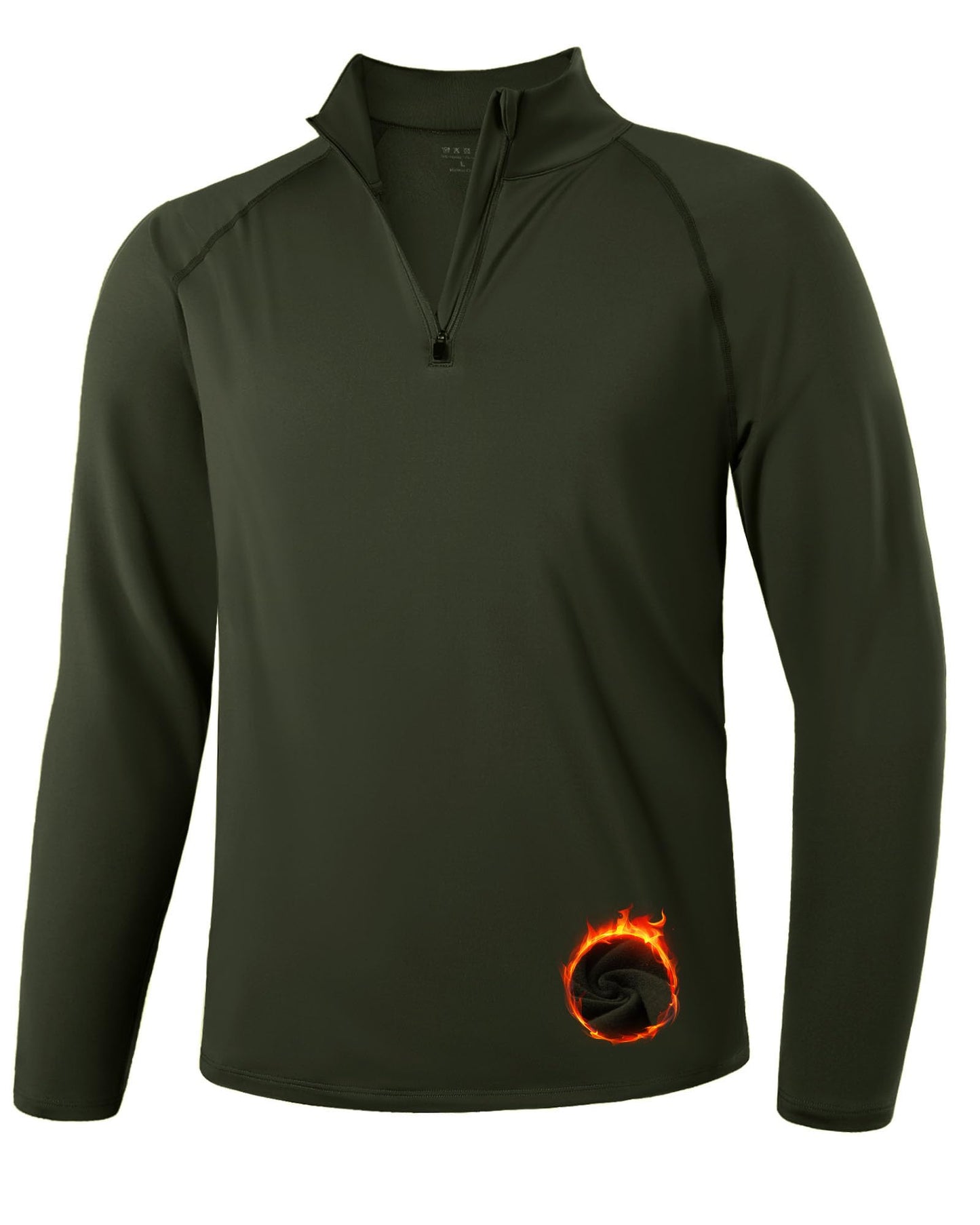 Runhit Men's Quarter Zip Fleece Pullover Thermal Running Shirts Lightweight Sweatshirt Long Sleeve Polo Shirt Green L