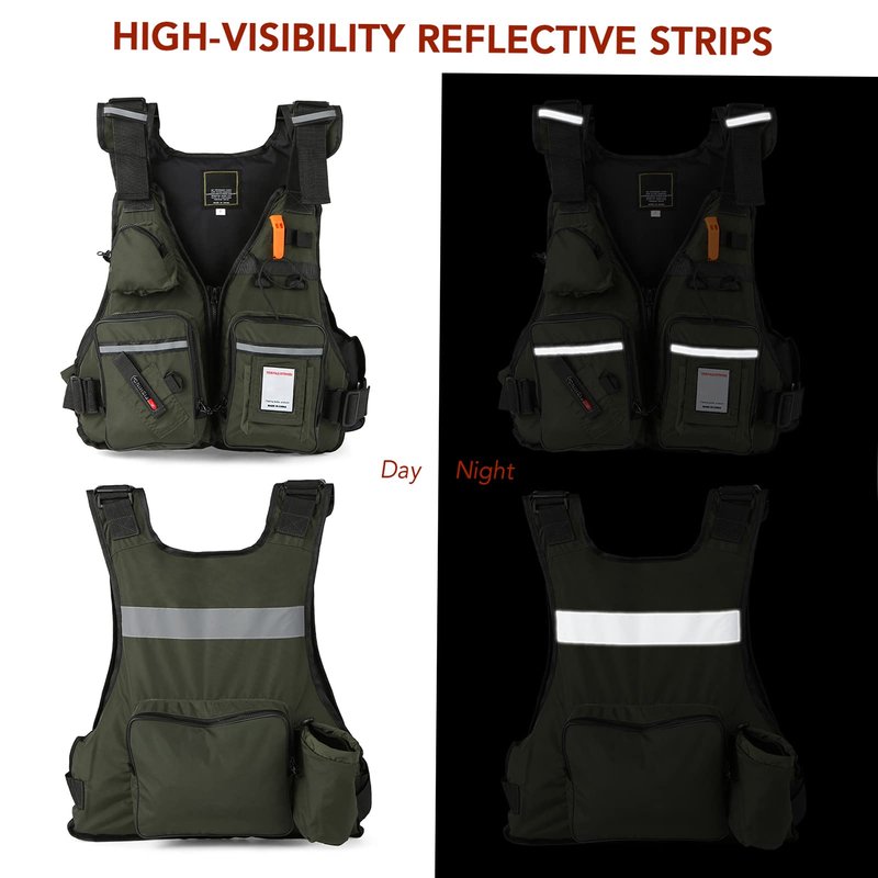 Meenoutt Fly Fishing Vest, Lightweight Breathable Fishing Jacket for Sailing Boating Kayak Bass (Orange Camouflage)