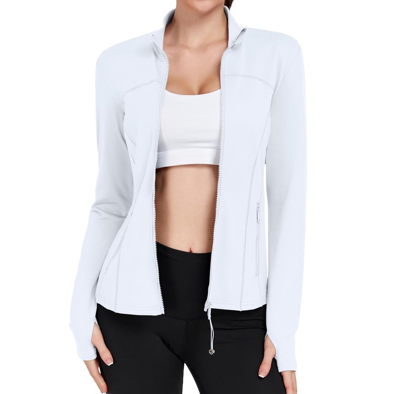YOKGO Women's Workout Jackets Full Zip Running Yoga Jackets Lightweight Athletic Clothes with Thumb Holes