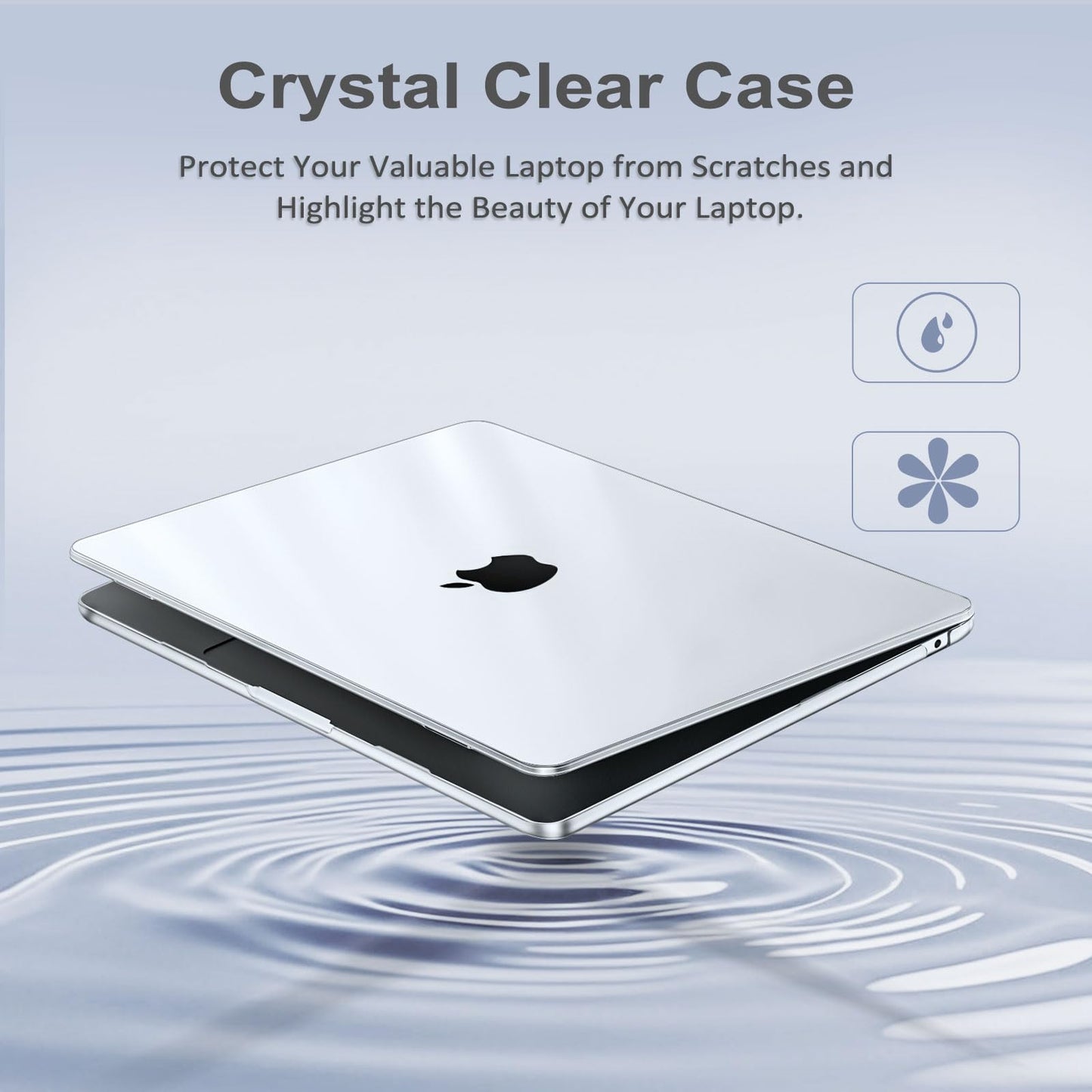 MOSISO Compatible with MacBook Air 13.6 inch Case M4 M3 M2 A3240 A3113 A2681, Protective Hard Shell Cover for MacBook Air Case M4 M3 M2 13 inch Touch ID 2025 2024 2023 2022 Release, Crystal Clear