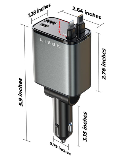 LISEN Retractable Car Charger, Lighting Deals of Today, Retractable Car Charger for iPhone 17 Pro Max Air 16 15 iPad Samsung, Valentines Day Gifts for Men Women, Ford F150 ASccessories
