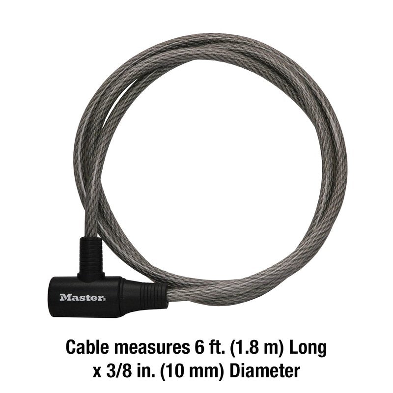 Master Lock Bike Cable Lock, Keyed Bike Lock, 6 ft. Long, 8154DPF