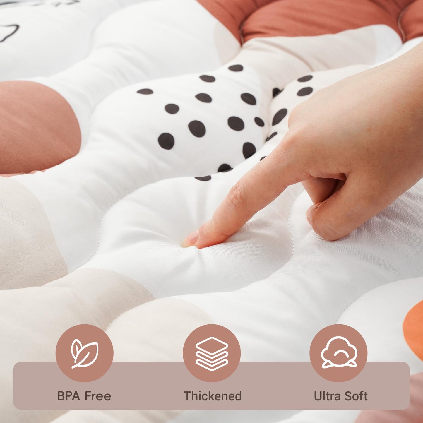 Bunnikins & Clover Baby Play Mats for Floor, 71"x59" Thicken Soft Play Mat for Babies 6-12 Months, Foldable and Non Slip One-Piece Crawling Mat, Washable Foam Playmat for Baby, Tummy Time