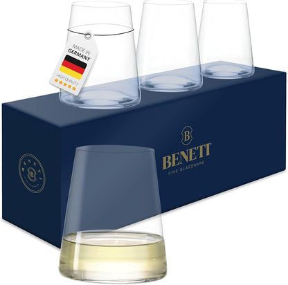 BENETI Drinking Glasses set of 6 | Premium 17oz Highball Glass Cups For Water, Juice, Cocktail, and Wine, Modern and Durable Crystal Glasses