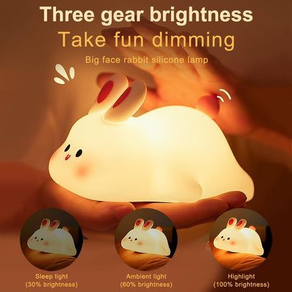URAQT Bunny Baby Night Light, Portable LED Baby Night Light Kids Night Lamp, USB Chargeable Battery Silicone Kawaii Babys Sleep Lights for Children Kids Baby Boy Gifts Cute Room Decor Bedroom Decor