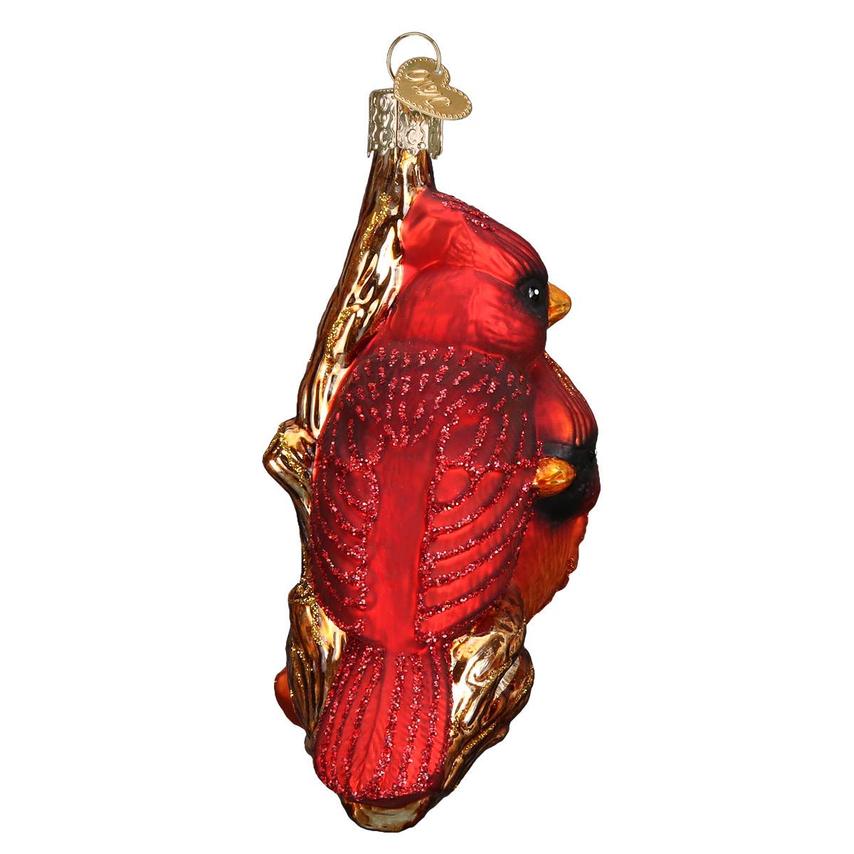 Old World Christmas Pair of Cardinals Glass Blown Ornament for Christmas Tree, Handcrafted Holiday Decoration, Bird Watcher Collection