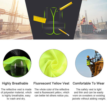 BUZIFU 4pcs Safety Reflective Vests, Yellow High Visibility Vest, to Improve Visibility at Night or in Low Light Conditions, for Running/Biking/Walking