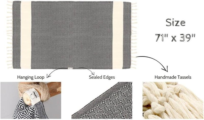 Turkish Beach Towel - 100% Cotton, Quick Dry & Sand Free | Oversized 71x39 Inches - Diamond Yellow