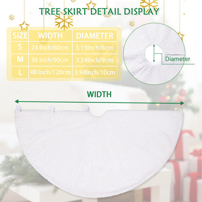 White Tree Skirt 48 Inch Large Faux Fur Tree Skirts Plush Holiday Christmas Tree Decorations for Xmas Ornaments Winter Indoor Party Decor