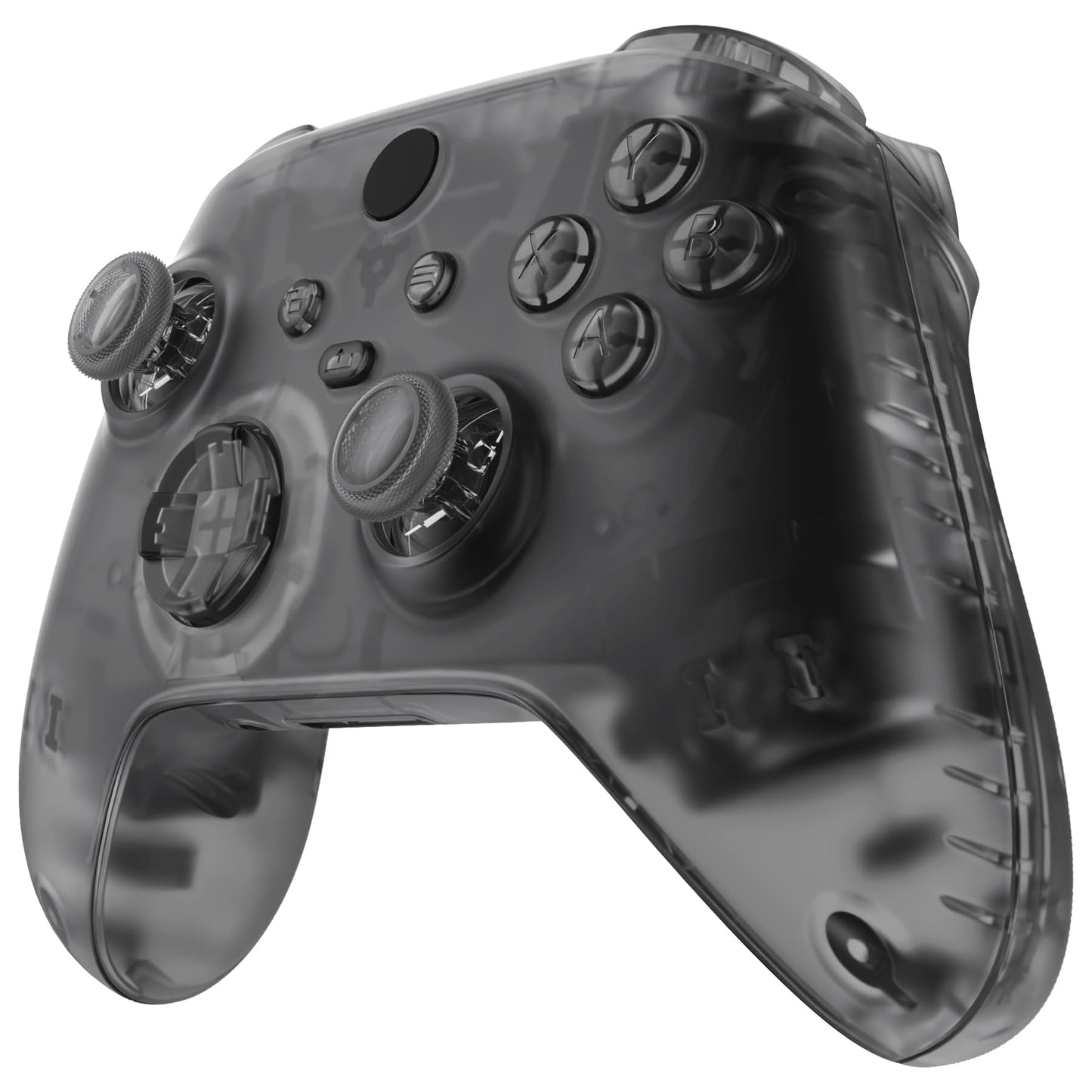 eXtremeRate Full Set Shell Buttons for Xbox Series X & S, Clear Black Replacement Side Rails Grips Front Back Plate Cover for Xbox Core Wireless Controller [Controller NOT Included]