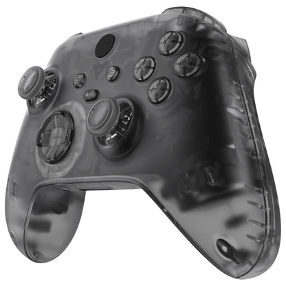eXtremeRate Full Set Shell Buttons for Xbox Series X & S, Clear Black Replacement Side Rails Grips Front Back Plate Cover for Xbox Core Wireless Controller [Controller NOT Included]