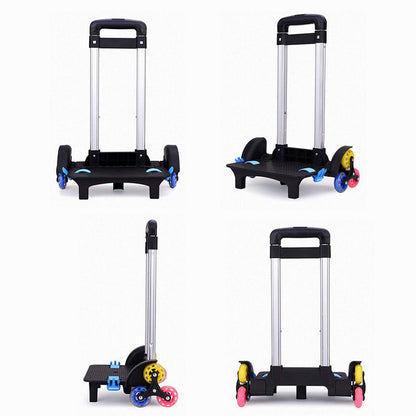 Backpack Trolley, Wheeled Trolley Aluminium Alloy Foldable Hand Cart 6 Wheels Rolling Luggage Carts for Kids School