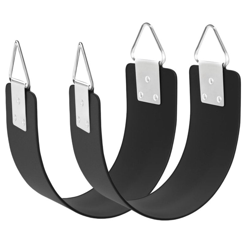 2 Pcs Swing Seat with Metal Triangle Ring 30.4 x 5.9 Inch, Support 300lb, Heavy Duty Swing Set Replacement Accessories for Kids & Adults Outdoor, Playground,Trees, Backyard (Black)
