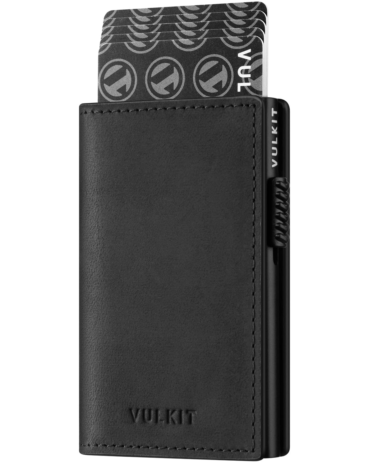 VULKIT Card Holder Pop Up Wallet RFID Blocking Slim Crazy Horse Leather Card Wallet Holds 11 Cards and Notes with Magnetic Closure