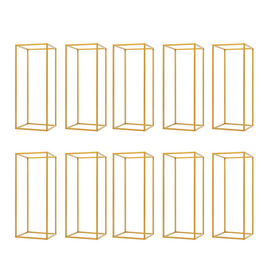 Kangten 10pcs Wedding Flower Stand Column - Geometric Metal Gold Centerpieces Vase for Tables - Rectangular Flower Display Rack for Valentine's Day Wedding Party Table Decoration Supply
