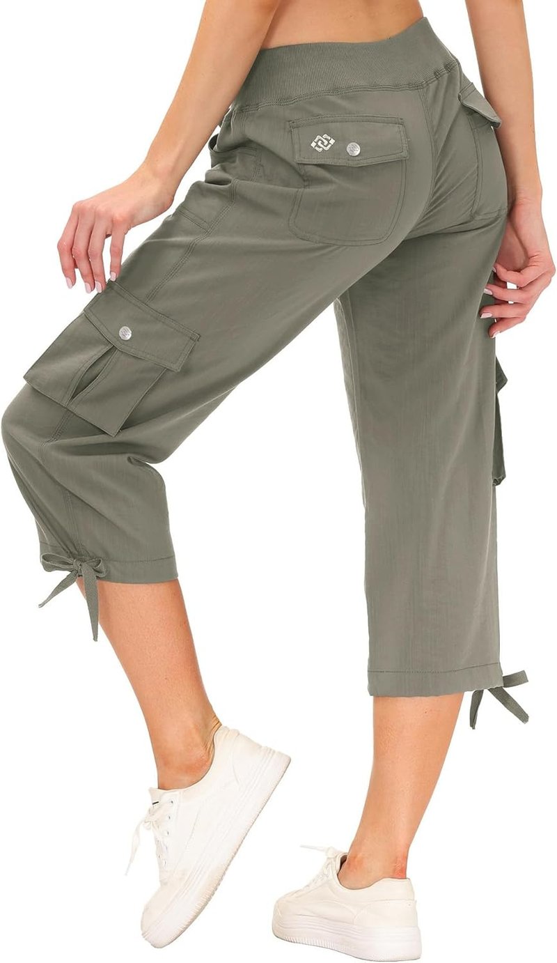 Womens Capris with Pockets - Lightweight Casual Cargo Pants for Hiking | Loose Fit, Dressy Style