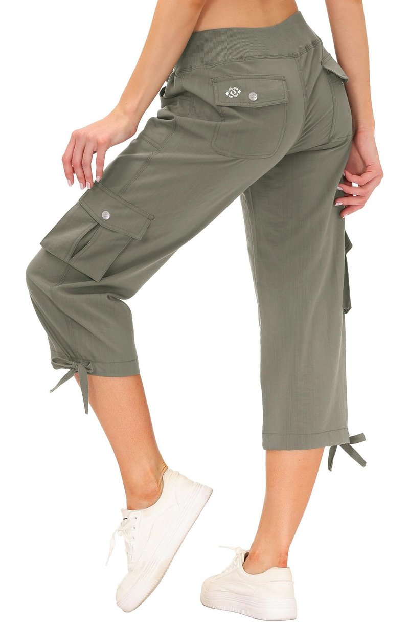MoFiz Hiking Cargo Shorts for Women Outdoor Quick Dry Athletic Shorts for Boating Camping with Pockets Grey