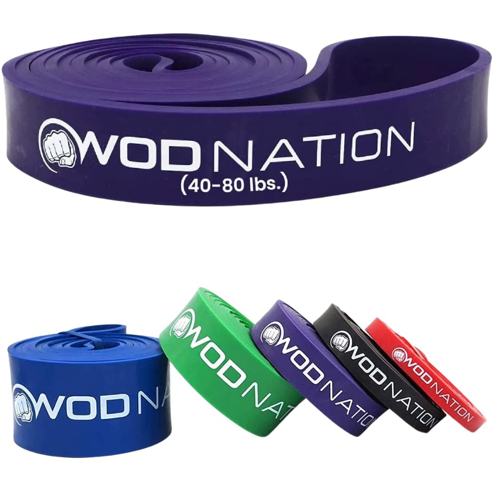 WOD Nation Resistance Bands for Men & Women - Thick Exercise Band - Stretch Bands for Exercise, Strength Training, Yoga, Stretching, Pull Up Assist, Pilates (18-26kg resistance, Average, Single)