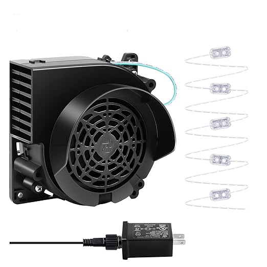 Replacement Inflatable Fan - 12V 1.0A Blower with 12V 1.5A Adapter and 3 LED Lights for Halloween Outdoor Christmas Holiday Inflatables Fan Blower (Adapter Blower with 5 LEDs)