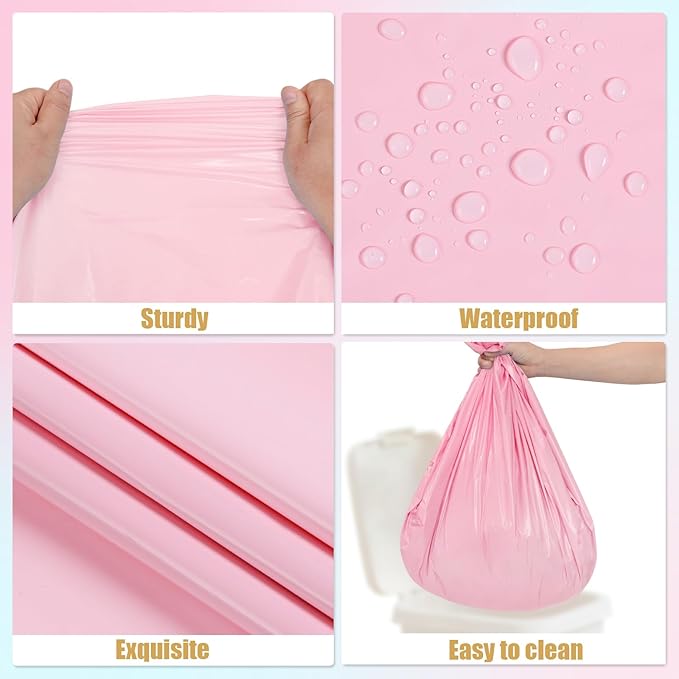 6 Packs Light Pink Tablecloths 54 x 108 Inch Disposable Plastic Pink Table Cloths Waterproof Rectangle Table Covers for Girl Birthday Baby Shower Wedding Ice Cream Decoration