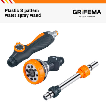 GRIFEMA GE1305 Watering Lance, Extended Hose Pipe Spray Gun with 8 Modes, Watering Wand for Hanging Basket Watering, Lawn Watering, Car Washing, Pet Bathing [Amazon Exclusive],Orange/Black
