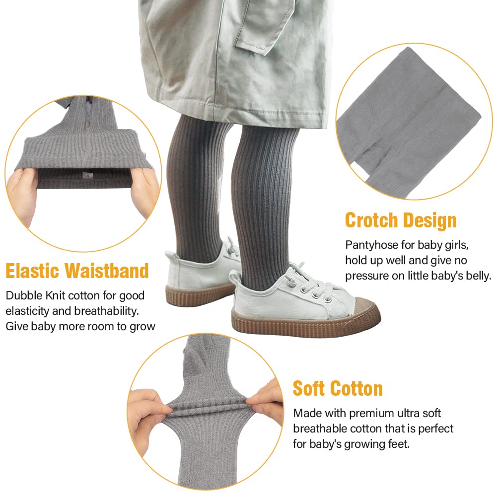 4/5 Pack Baby Girls Boys Tights Toddler Cable Knit Leggings Seamless Cotton Dress Cotton Footed Stockings