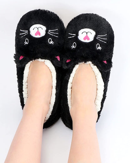 Panda Bros Slipper Socks With Non-Slip Grippers, Cute Fuzzy Warm Cat Animal House Slippers