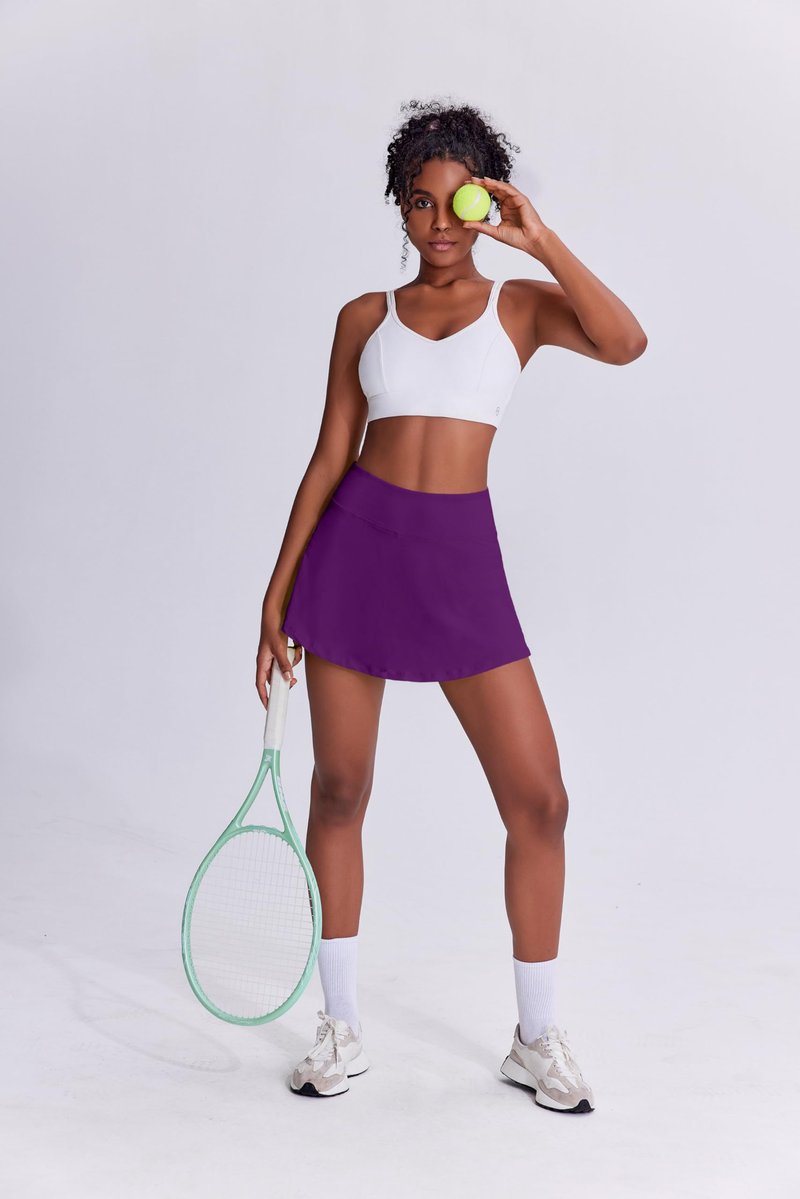 PINSPARK Tennis Skirt for Women Pleated Skirt with Shorts Lightweight Athletic Skort Golf Outfits High Waisted,Purple X-Small
