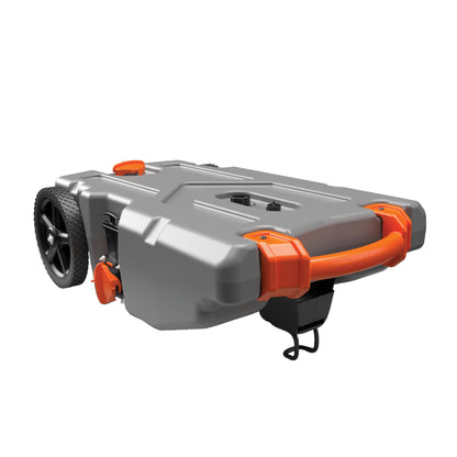 Camco Rhino 36-Gallon Camper/RV Tote Tank - Features Large Heavy-Duty No-Flat Wheels & Built-In Gate Valve - Removable Steel Tow Adapter, 3’ Sewer Hose & More RV Accessories (39006)