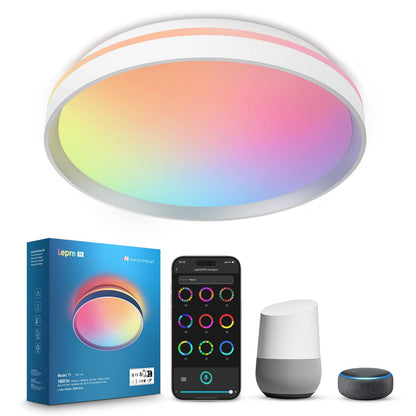 Lepro T1 AI Smart Ceiling Light 24W, Music Sync, Voice Control, AI Lighting Design Assistant, Waterproof Bathroom Light, DIY by Zone, Bluetooth&WiFi, Color Changing, Work with Alexa, Google Home, 29CM