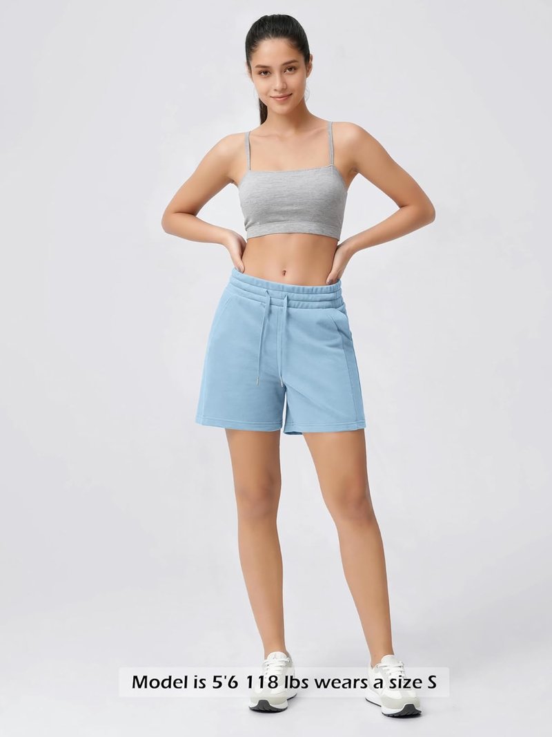 ODODOS Women's High Waist Sweat Shorts - 5" Cotton French Terry Lounge Shorts with Pockets