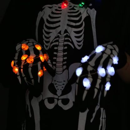 JASHIKA Halloween Eve Costume Party Accessories, Lighting Up LED Necklace Set of 3, Ghost, Jack O Lantern Pumpkin, Skull for Trick or Treating Door to Door Parade Procession
